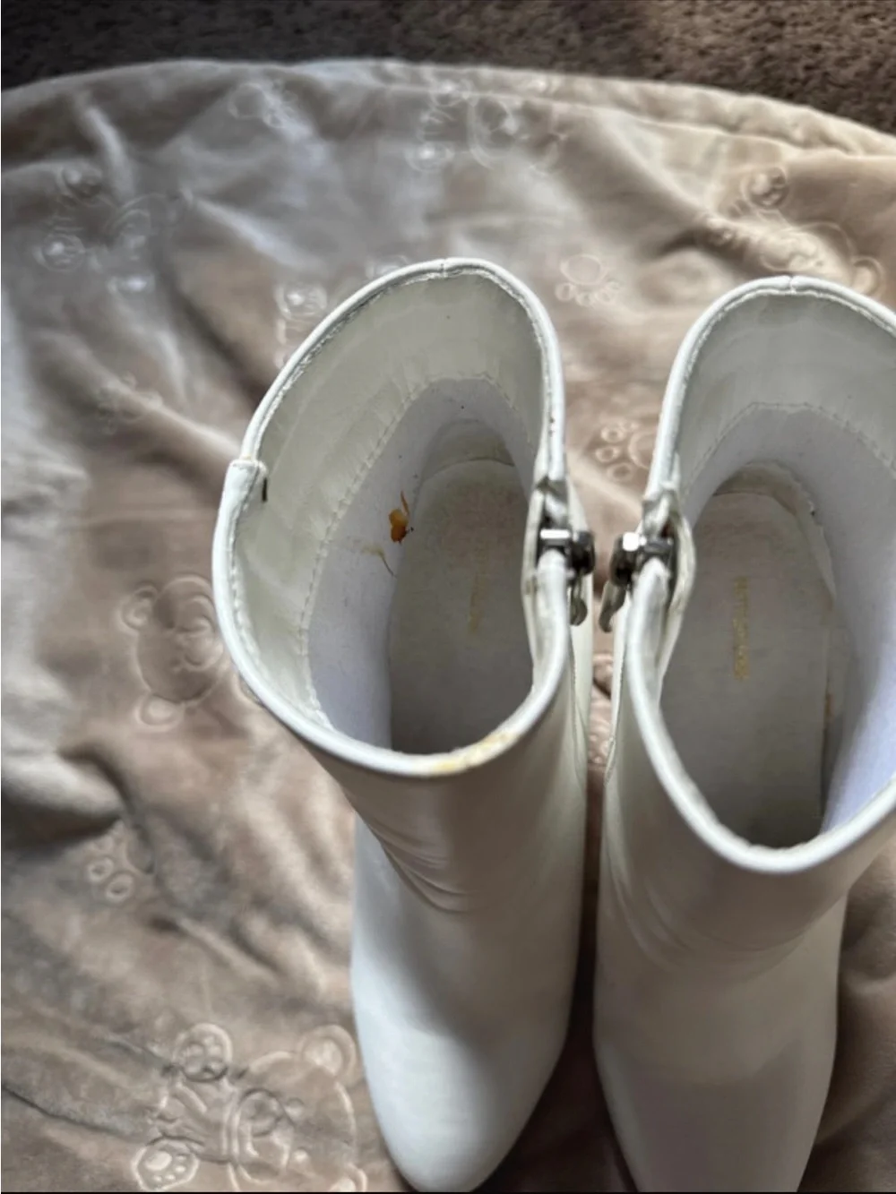 PrettyLittleThing White Mid-Calf Pointed Toe Ankle Boots